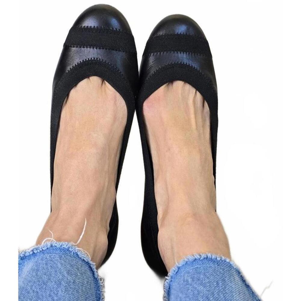 Stuart Weitzman Black Leather Ballet Flats